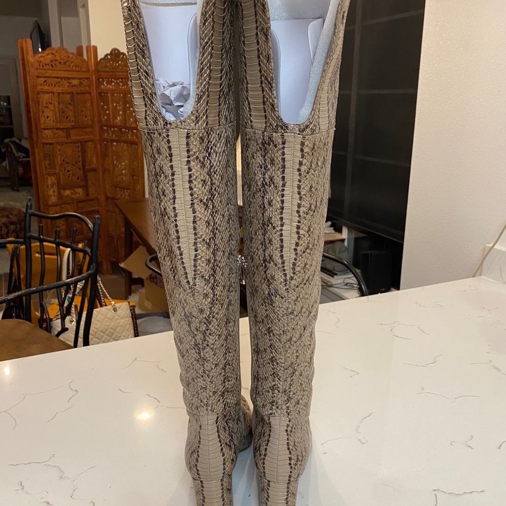 Vince Camuto Snakeskin Print Thigh High Boots - Picture 2 of 6